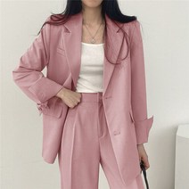 FANSYLI 여성 가을 정장세트 고급스러운 정장자켓 와이드팬츠 투피스 루즈핏 블레이저 정장세트 X7J08