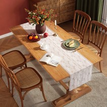 캐프마켓 플라워 레이스 테이블러너 원형 사각 테이블보 식탁보, 03 블라썸, 2인용 40 x 160 cm