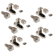 GHSHOP 5 X CAT6A 네트워크 커넥터 모듈 형 플러그 차폐 이더넷 커넥터, 70x15x14mm, 회색, 합금 플라스틱