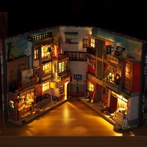 DIY 도서 구석 선반 삽입 키트 미니어처 인형의 집 가구 방 상자 타임 골목 북 엔드 일본 가게 장난감 어린, 03 Tc26 with Cover