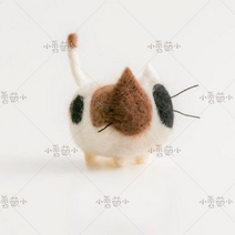 고양이 양모펠트 니들 퀼트 키링 목덜미잡힌 동물 초보 도안 만들기 바느질, 파이 발 드캣