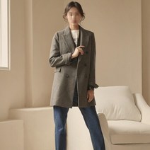 [최초가 99000원]라씨엔토 울블렌디드 체크 테일러드 하프 코트