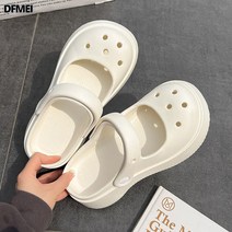 DFMEI 똥 밟는 느낌 백머리 슬리퍼 여 여름 통굽 구멍신 미끄럼 방지 프렌치 블랙 샌들