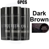 흑채 탈모 헤어라인 정수리 새치커버 Toppik-헤어 섬유 블랙 케라틴 두꺼운 스프레이 모발 성장 파우더 가발 재성장 여자 남자 헤어 빌딩 6 개, [02] 6pcs Dark Brown