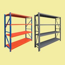 중량랙 하이랙 중량렉 철앵글 메탈 창고선반 조립식앵글 철제앵글 랙 렉 무볼트 경량랙 엠보싱앵글 하중 200kg, 3단, 1500mm x 600 x 2000, 오렌지블루(독립형)