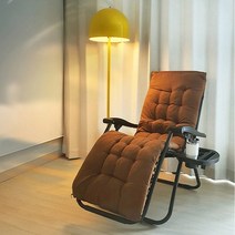 무중력 1인용 접이식 리클라이너 의자 휴식 수면 낮잠 침대 안락 쿠션 의자, 고급스러운 브라운, 쿠션패드세트_그레이
