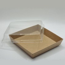 리어스팩 종이트레이 크라프트 샌드위치 케이스 친환경 사각포장용기 정사각 샌드위치 케이스 50세트 T9 (뚜껑 포함)