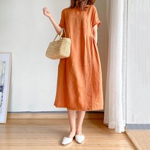 빅사이즈원피스 심플 예술적일 루즈핏날씬해보이는 여성원피스 여름 2022년 빅사이즈뚱뚱한 mm미들롱타입 우아 스커트