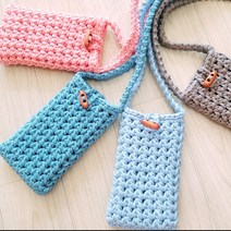 다야핸드 휴대폰뜨개가방 미니크로스백 스마트폰가방, 코랄연핑크