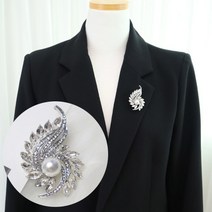 디아픽 고급 패션 큐빅 크리스탈 브로치 옷핀 뱃지 코사지 정장 여성 진주브로치