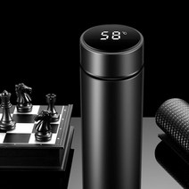 LED 터치 온도계 온도표시 보온병 460ml, 화이트