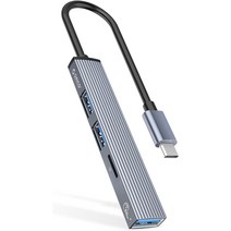 오리코 알루미늄 C타입 4포트 무전원 USB멀티허브, USB3.0*1 USB2.0*2 TF*1