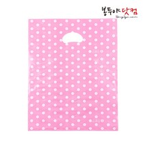 봉투야닷컴 LDPE 25호 (25x34cm) 50장 비닐쇼핑백, 도트-핑크화이트