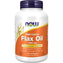 NOW Supplements Flax Oil １000 mg made with Organic Flax Oil High Lignan 120 Softgels, 1