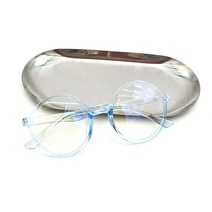 안경 심플 안경테 반투명 뿔테 원형 둥근 파란색 패션