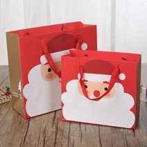 산타 레드 색상 크리스마스 쇼핑백 2개_럭키데이유통 크리스마스 선물 답례품 쇼핑백 어린이집 유치원 학교 학원 교회 크리스마스 선물포장 기프트백 산타쇼핑백 종이선물가방, 크리스마스 종이가방, 종이가방 산타 레드 대형 2개