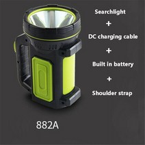 led 초강력 사냥용 써치라이트 후레쉬 강력한 LED 손전등 서치라이트 방수 USB 충전식 스포트라이트 장거리 사냥 램프 사이드 라이트 포함, 패키지 A, 01 Package A