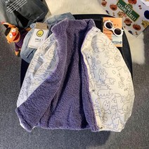 자켓 만화 여성 양털 양면 코트 집업 두꺼운 겨울 캐주얼자켓