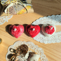 카네이션 꽃 하트 오브제 캔들, 눈꽃 빨강, 선물 포장, 가든파티