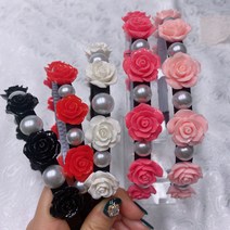 라온리본 유아 여아 장미머리띠 로즈진주 헤어밴드