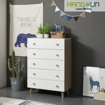 [행운가구] 이안 베이비 옷장 수납 서랍장 아기옷장 베이비옷장, 800 5단 서랍장_화이트