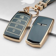 키에티 제네시스 G70 G80 G90 EQ900 4버튼 키케이스 + H큐빅 키체인, 그레이