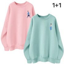 엠제이스타 1+1 여성 특양면 맨투맨 사람 나염 티셔츠