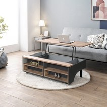 그랜드 이동식 바퀴 트랜스포머 기능성 거실 리프트 업 쇼파 테이블 1200, 그레이우드