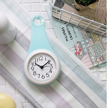 에끌 예쁜 벽시계 인테리어시계 신혼집선물방수 다색 욕실 흡판 시계 주방 음소거 가정용 시계 흡판 냉장고 창의 팬-12639, 04. 청록색