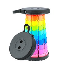 휴대용 접이식 자바라 의자 높이조절 캠핑 스툴 아코디언 폴딩 체어 간이 대기, 레인보우 검정