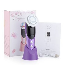 다이어트 MIQMI 얼굴 EMS 마사지기 RF 미세 전류 피부 회춘 주름 방지 뷰티 기기 7 in 1, 03 Purple, 03 Purple