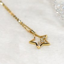 [아델라쥬얼리]14k 골드 스타 프리티 큐빅 목걸이 골드 핑크골드