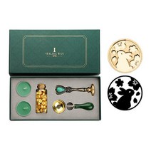 빈티지 씰링 왁스 타블렛 비즈 캔들 분리형 스푼 스탬프 세트 스토리지 박스 키트 DIY 봉투 초대장 공예, 01 Sakura Rabbit