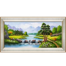 (진품)풍경화그림 거실 사무실 산수화액자 풍수 부자되는 유화 그림 액자 풍경화 (산수화그림) 풍수에좋은그림 최광식50호, 5번액자