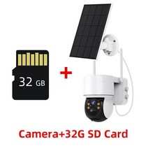 태양광 패널 인버터 설치 태양열 10 0P 와이파이 카메라 야외 CCTV 비디오 감시 전지 충전식 배터리 무선 IP PTZ 카메라 2MP 광 충전 스마트 디지털 탐지, 02 1080P Add 32GB Card, 02 1080P Add 32GB Card
