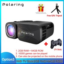 Polaring A1 Pro 네이티브 1080P 디지털 프로젝터 비디오 2.4 및 5G 와이파이 6000 루멘 250Ansi 시네마 홈 게임 캠핑, [04] with TV Stick 2-32, [02] 미국 플매트 카펫 러그