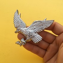 할리 HOG 패치 메탈 펜던트 와펜 금속 데칼 튜닝 자동차 입체 금속 독수리 라벨 잎 보드 측면 개조 스티커 바디 연료 탱크 커버 창조적 인, 실버 플라잉 이글