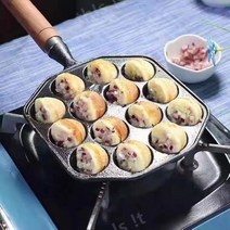 타코야끼인덕션 타코야끼팬 타코야끼세트 가정용 만들기 문어빵, 나무 손잡이 14홀스틸포크 2개오일브러시1개