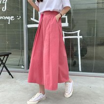 하젤 체링 린넨 밴딩 롱스커트_M1170