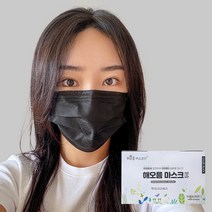 덴탈마스크 해오름 국산 일회용 마스크 중형 블랙 200매, 50매입, 4개