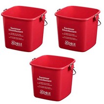 Small Red Sanitizing Bucket - 3 Quart Cleaning Pail - Set of 3 Square Containers null, 1