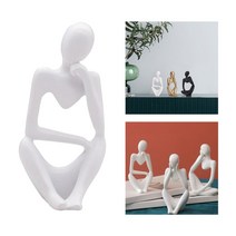 현대 추상 조각 수지 예술적 사상가 피규어 생각하는 사람 생일 선물, 03 White Right
