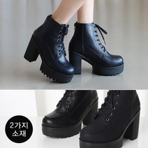 [바닐라슈] 케스나 우레탄통굽 백ZIP 레이스업 워커부츠(10cm)