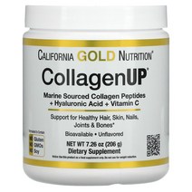 California Gold Nutrition CollagenUP 하이드롤라이즈드 해양 콜라겐 ＋ 히알루론산 ＋ 비타민C 무맛 206g(7.26oz), 1개