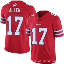 NFL 유니폼 빌 17#Allen 블루 화이트 레드 럭비 옷 자수 전설판 남성복