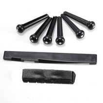 통기타 케이스 기타용품 부품 액세사리블랙화이트 6 pcs 기타 브리지 핀 세트 + 어쿠스틱 포크 기타 액세서리용 안장 너트 1개, 검은 색