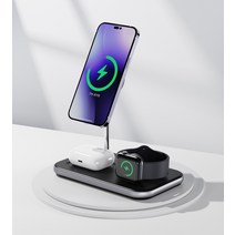 초텍 MFM 인증 3in1 맥세이프 고속 무선 충전기 애플워치 T589-F, 단품
