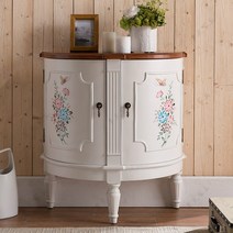 사이드 서랍장 거실 복도 안방 엔틱 콘솔, 화이트 + 브라운