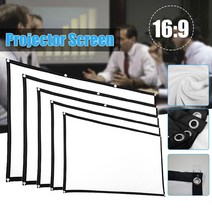 16:9 프로젝터 간단한 커튼 스크린 60 100 120 인치 야외 사무실 휴대용 3D HD Foldable Anti-Crease, 06 150 인치