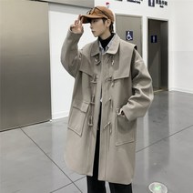 커플룩 무지 트렌치 세미 고급스러운 니뽄스타일 울 오버사이즈 후드넥 남성 떡볶이 후드 코트 모직